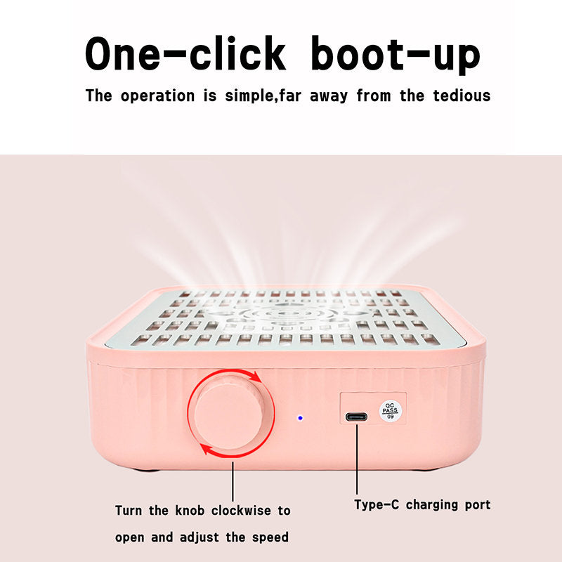 Beakey Rechargeable Nail Dust Collector with Reusable Filter for Acrylics-Pink