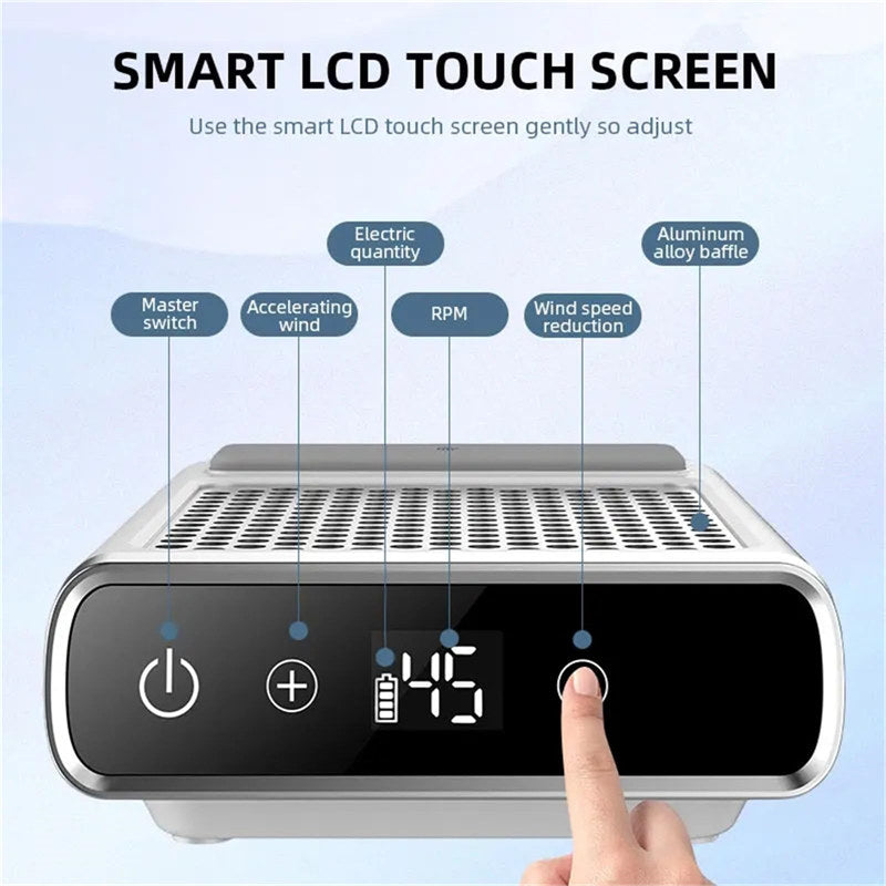 Beakey 80W Rechargeable Nail Dust Collector LED Touch Nail Vacuum Cleaner Fan Nail Art