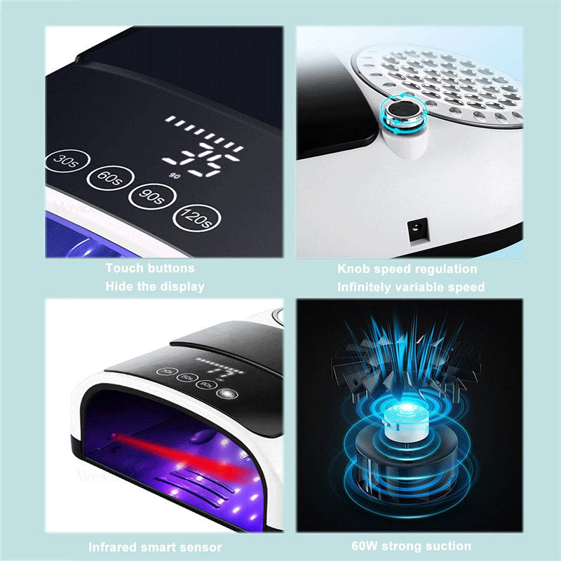 Beakey 2-in-1 UV LED Nail Lamp with Dust Collector 126W Nail Dryer Manicure Tool