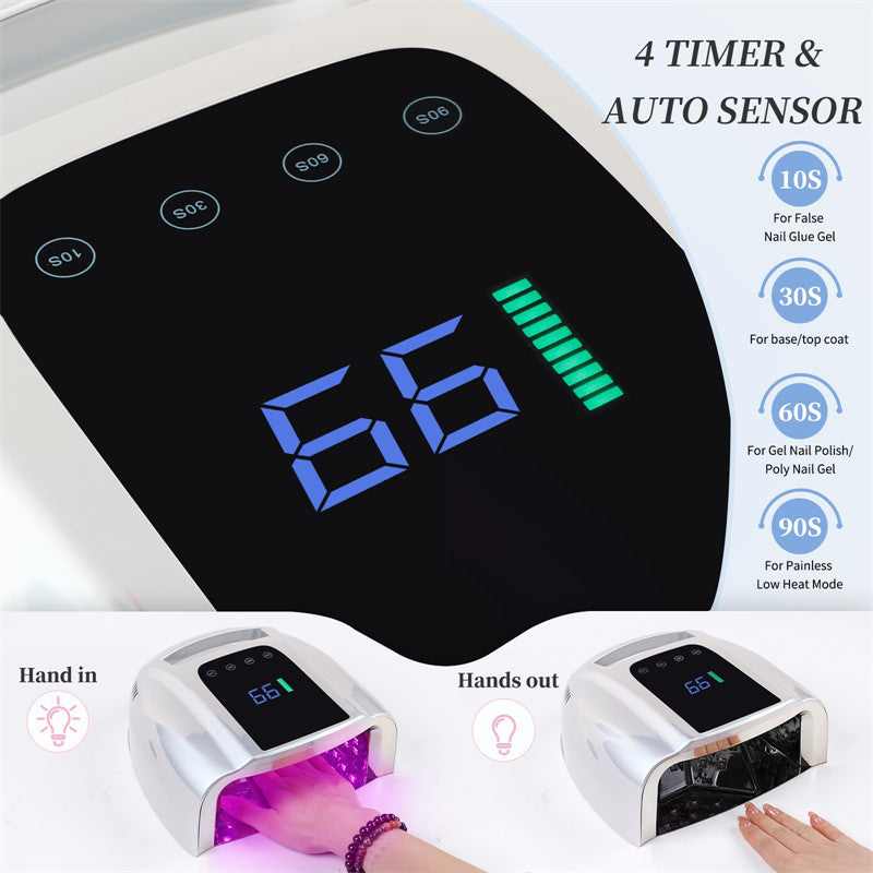 Beakey UV LED Nail Lamp Auto Sensor Gel Nail Dryer for Home Salon DIY Manicure-Silver
