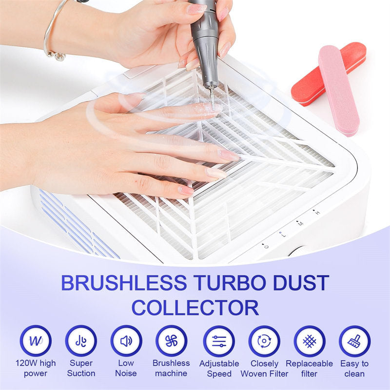 Beakey 120W Low Noise Nail Dust Collector Brushless with Strong Suction for Salon/Home