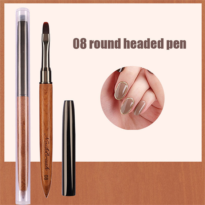 Beakey 3PCS Nail Brush Set Sandalwood Handle with Non-Rusting Vacuum Tube for Drawing Painting Sculpting