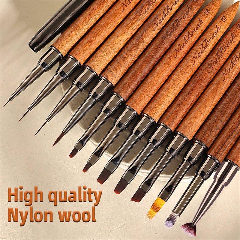 Beakey 12PCS Nail Brush Set with Snap-on Leather Bucket for Drawing Painting Sculpting