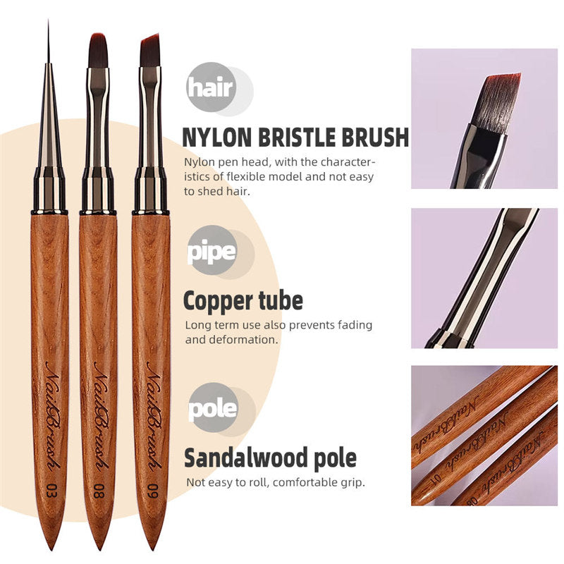 Beakey 12PCS Nail Brush Set with Snap-on Leather Bucket for Drawing Painting Sculpting