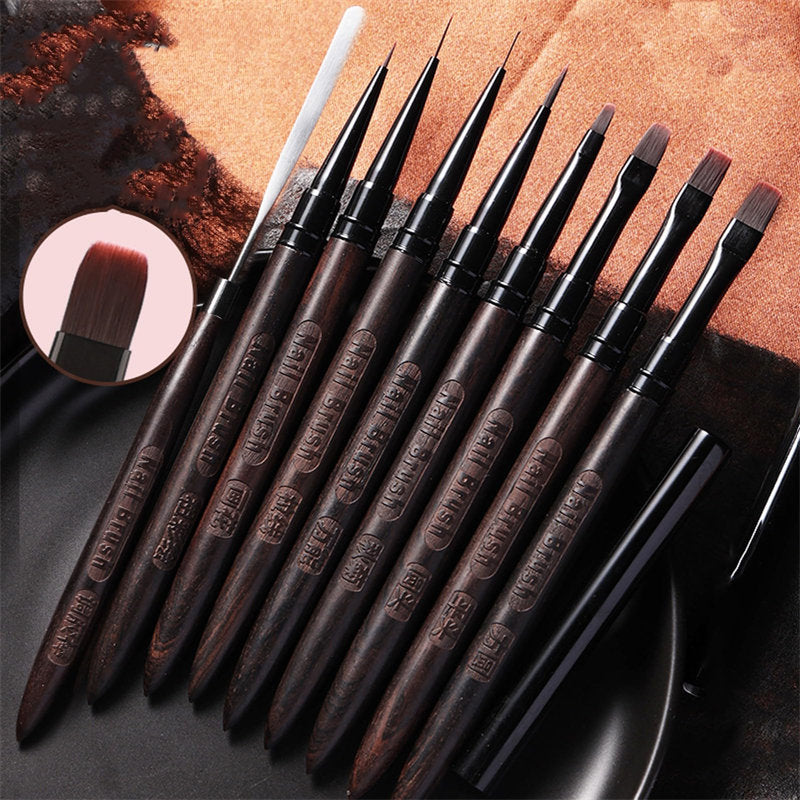 Beakey 10PCS Nail Brush Set Gel Polish Nail Art Drawing Pen with Snap-on Leather Bucket