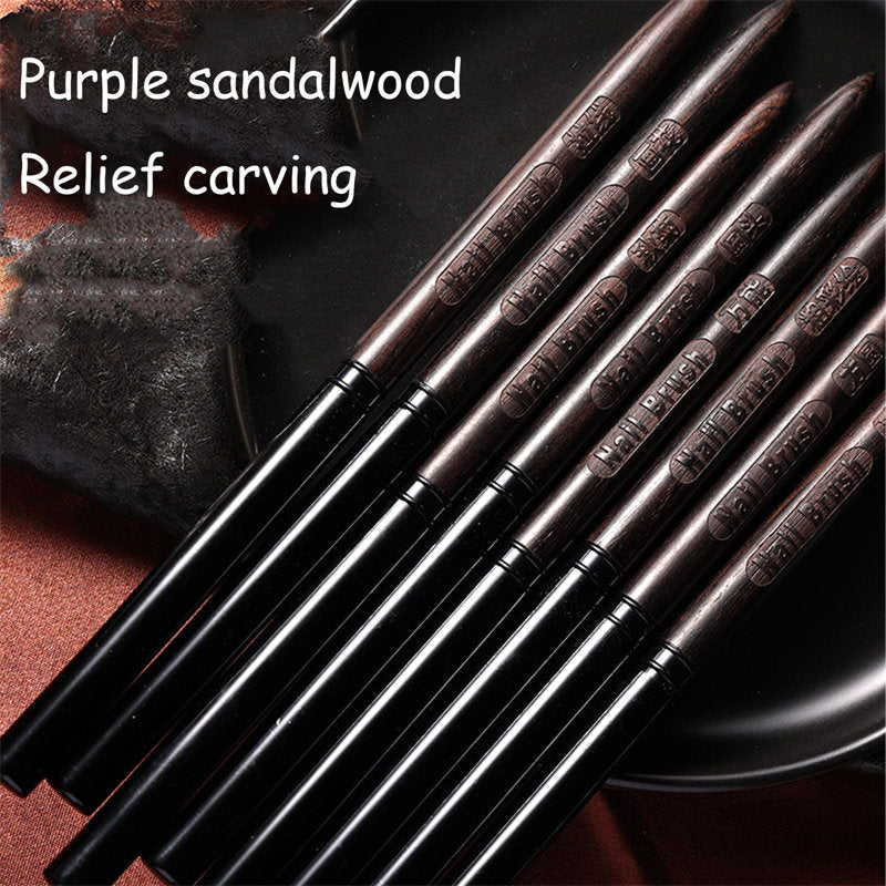 Beakey 10PCS Nail Brush Set Gel Polish Nail Art Drawing Pen with Snap-on Leather Bucket