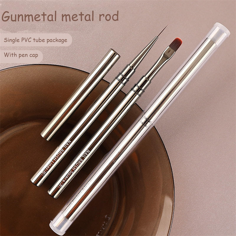 Beakey 12Pcs Nail Art Brushes Set Metal Handle Single PVC Tube Package for Salon Home Use