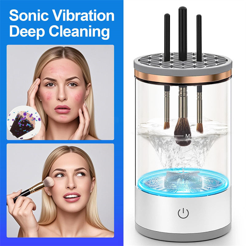 Beakey 2 IN 1 Electric Makeup Brush Cleaner Deep Cleaning All Types of Brushes with Silicone Pad-White