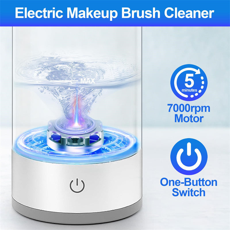 Beakey 2 IN 1 Electric Makeup Brush Cleaner Deep Cleaning All Types of Brushes with Silicone Pad-White