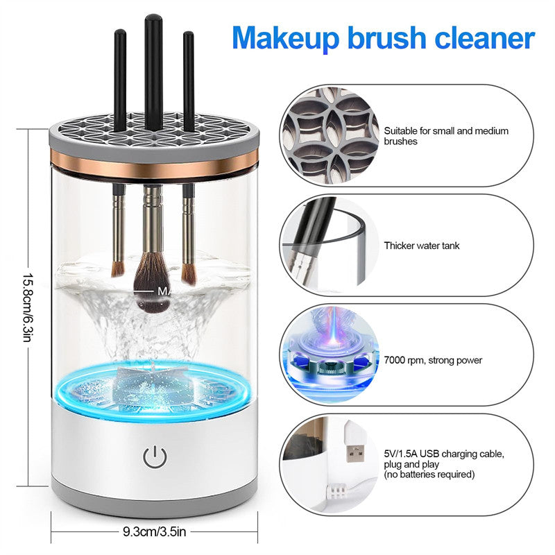 Beakey 2 IN 1 Electric Makeup Brush Cleaner Deep Cleaning All Types of Brushes with Silicone Pad-White