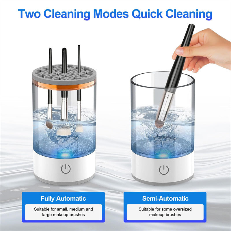 Beakey 2 IN 1 Electric Makeup Brush Cleaner Deep Cleaning All Types of Brushes with Silicone Pad-White