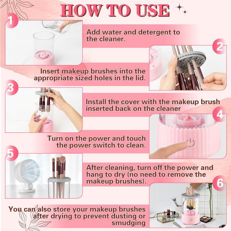 Beakey 2 IN 1 Electric Makeup Brush Cleaner Deep Cleaning All Types of Brushes for Makeup Lovers-Pink