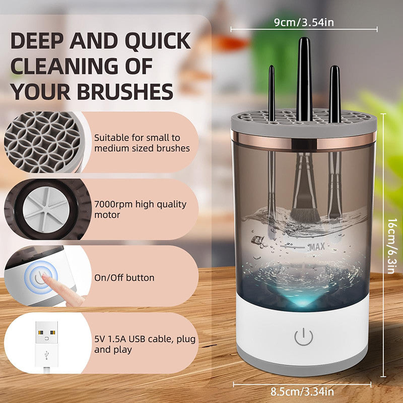 Beakey 2 IN 1 Electric Makeup Brush Cleaner Deep Cleaning All Types of Brushes with Silicone Pad-Black