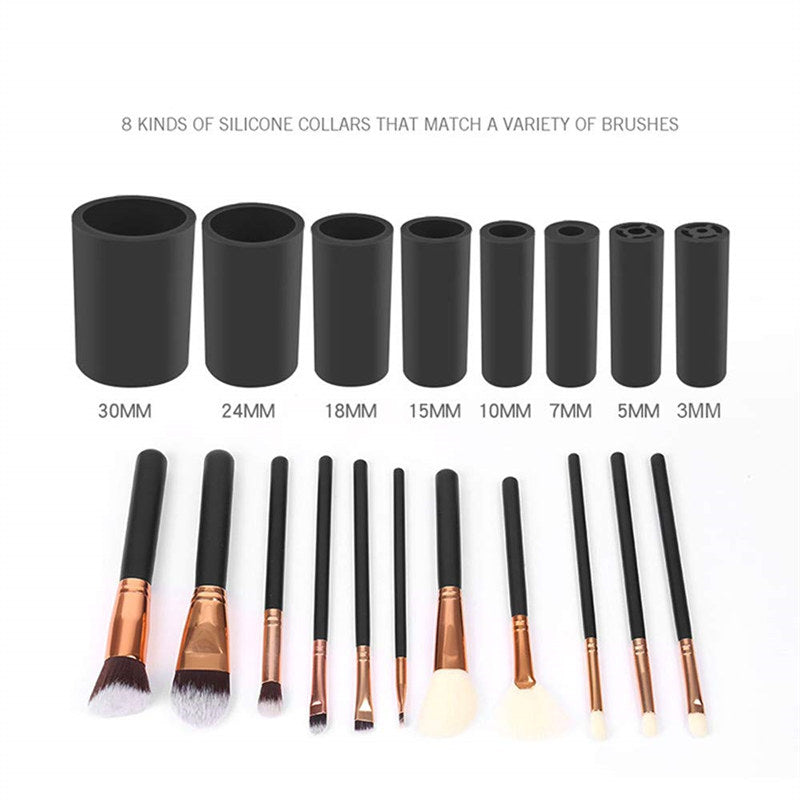 Beakey Makeup Brush Cleaner Electric Cosmetic Automatic Brush Spinner with 8 Size Rubber Collars-Black
