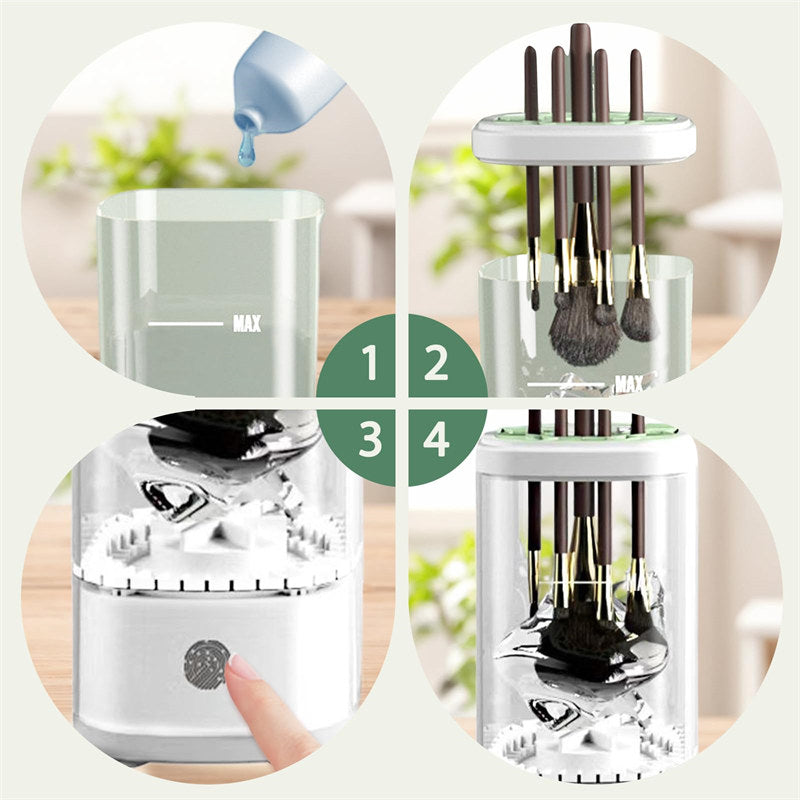 Beakey 3in1 Electric Makeup Brush Cleaner Spinning Washer Drying Sterilizing for Beauty Lovers-White