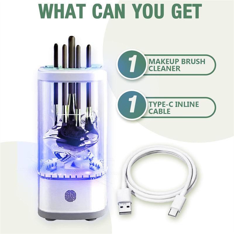 Beakey 3in1 Electric Makeup Brush Cleaner Spinning Washer Drying Sterilizing for Beauty Lovers-White
