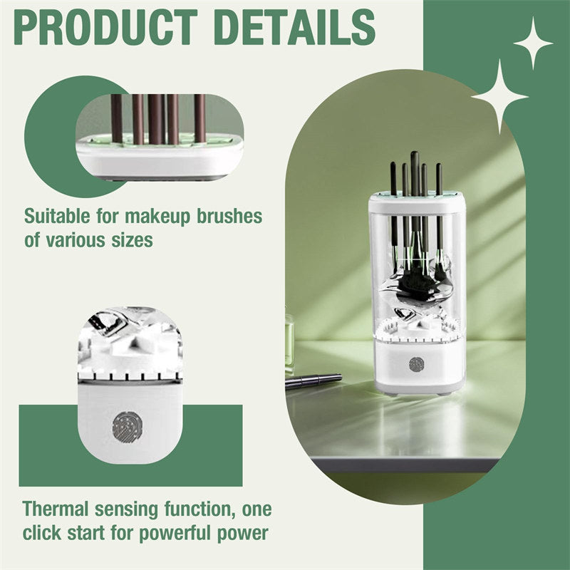 Beakey 3in1 Electric Makeup Brush Cleaner Spinning Washer Drying Sterilizing for Beauty Lovers-White