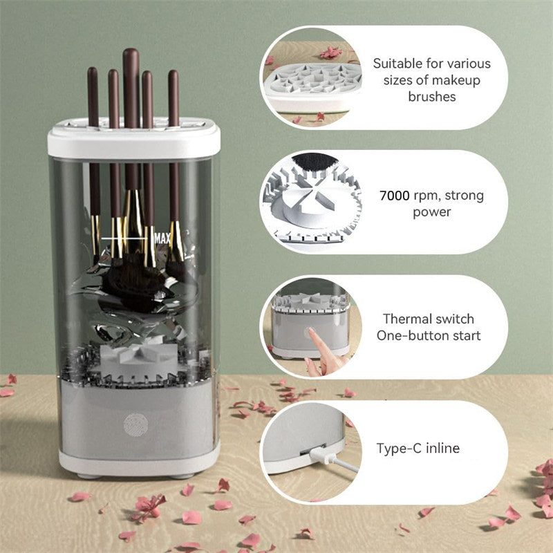 Beakey 3in1 Electric Makeup Brush Cleaner Spinning Washer Drying Sterilizing for Beauty Lovers-Grey