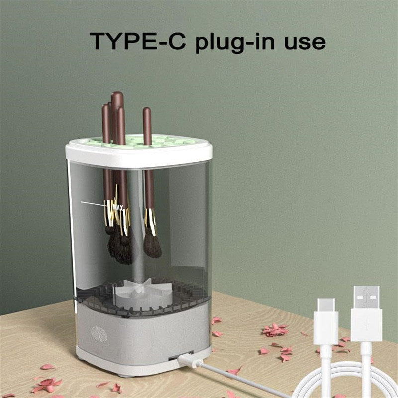 Beakey 3in1 Electric Makeup Brush Cleaner Spinning Washer Drying Sterilizing for Beauty Lovers-Grey
