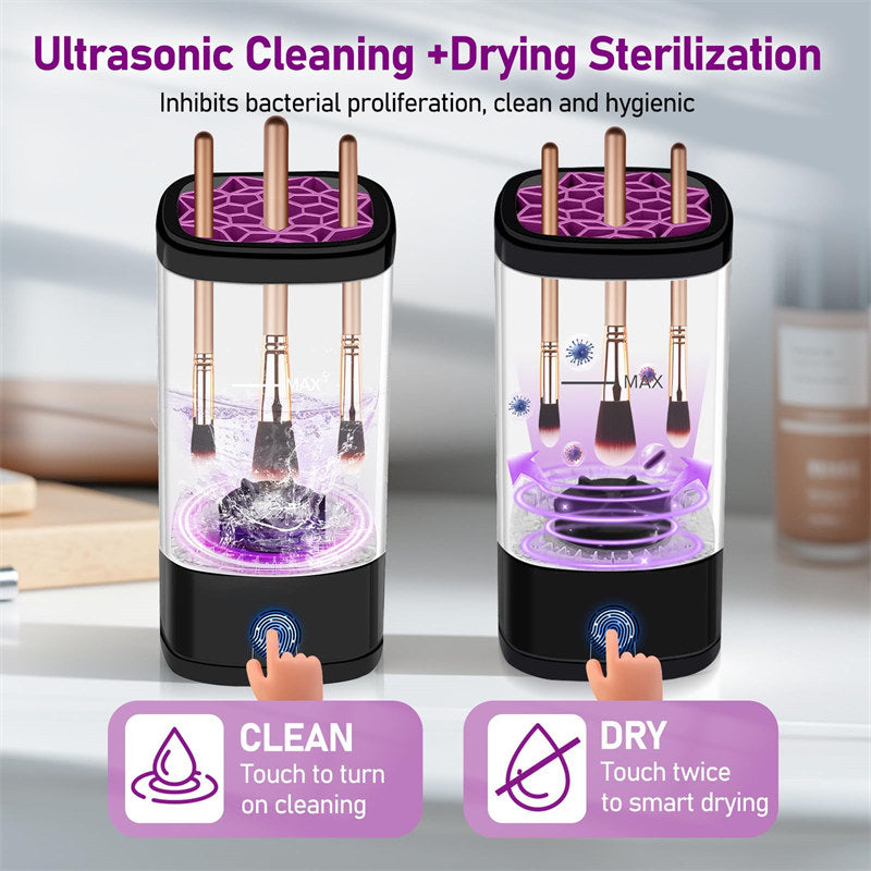 Beakey 3in1 Electric Makeup Brush Cleaner Spinning Washer Drying Sterilizing for Beauty Lovers-Black