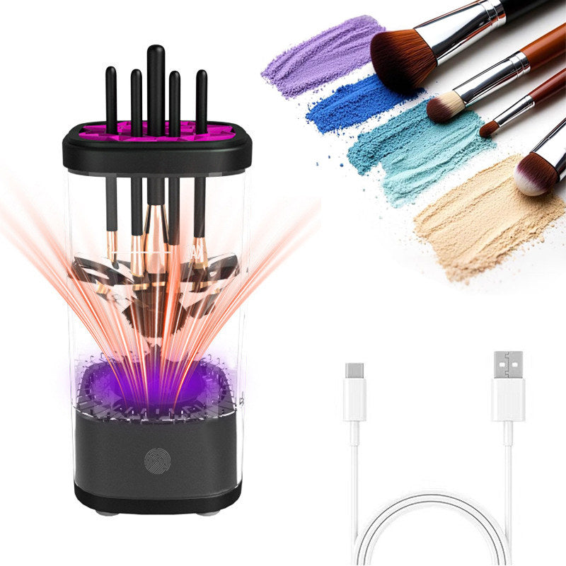 Beakey 3in1 Electric Makeup Brush Cleaner Spinning Washer Drying Sterilizing for Beauty Lovers-Black