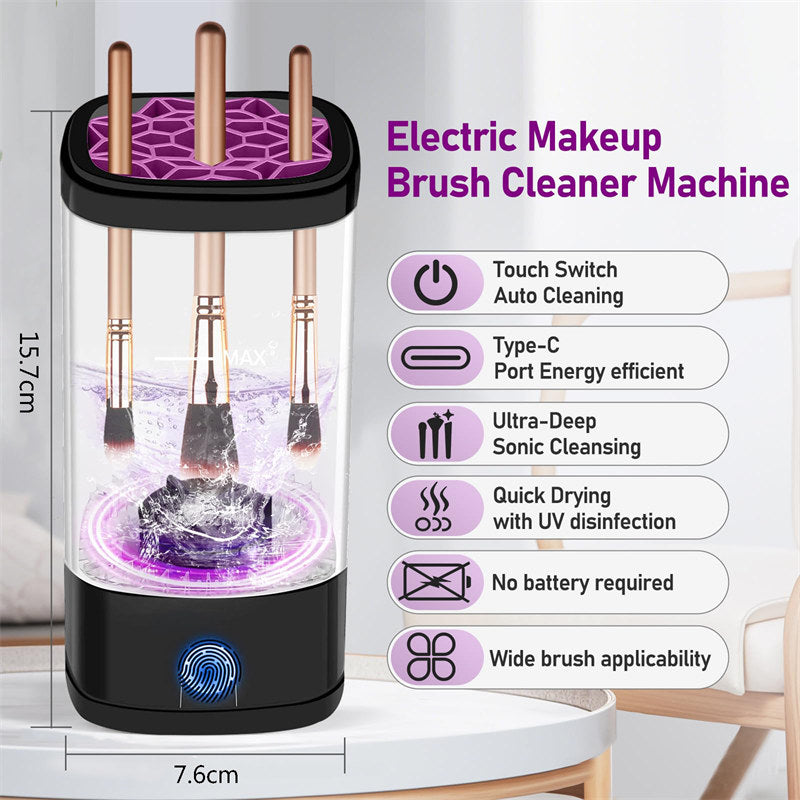 Beakey 3in1 Electric Makeup Brush Cleaner Spinning Washer Drying Sterilizing for Beauty Lovers-Black