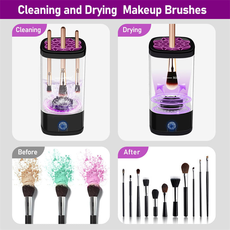 Beakey 3in1 Electric Makeup Brush Cleaner Spinning Washer Drying Sterilizing for Beauty Lovers-Black