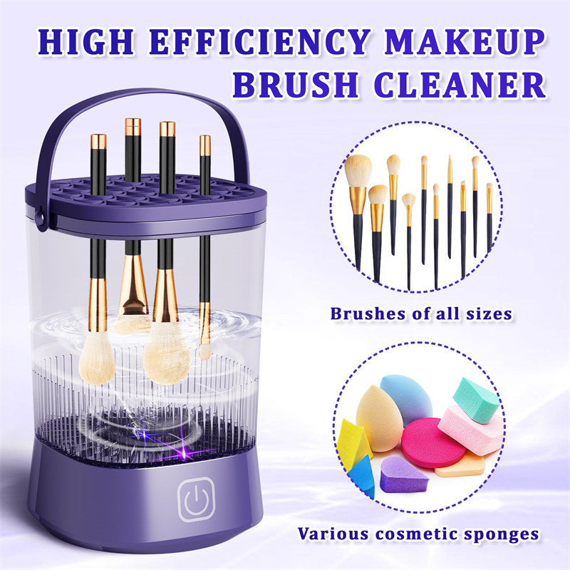 Beakey Automatic Maku Up Brush Cleaning Machine with 1200 mAh Battery-Purple