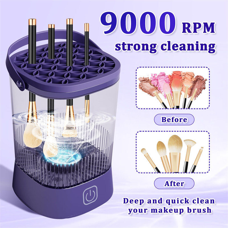 Beakey Automatic Maku Up Brush Cleaning Machine with 1200 mAh Battery-Purple