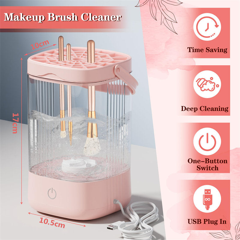 Beakey Portable Electric Makeup Brush Cleaner Automatic Spinning Cosmetic Brushes Washer-Pink