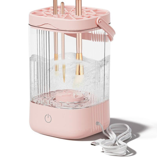 Beakey Portable Electric Makeup Brush Cleaner Automatic Spinning Cosmetic Brushes Washer-Pink
