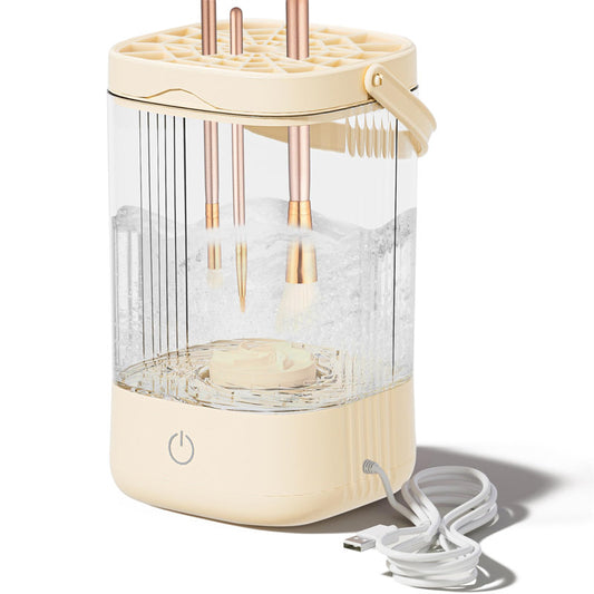 Beakey Portable Electric Makeup Brush Cleaner Automatic Spinning Cosmetic Brushes Washer-Beige