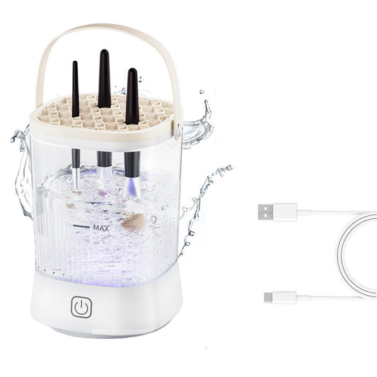 Beakey Automatic Maku Up Brush Cleaning Machine with 1200 mAh Battery-White