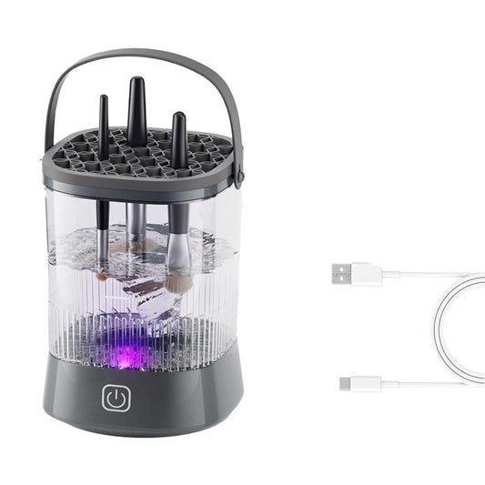 Beakey Automatic Maku Up Brush Cleaning Machine with 1200 mAh Battery-Grey