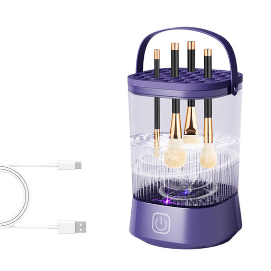 Beakey Automatic Maku Up Brush Cleaning Machine with 1200 mAh Battery-Purple