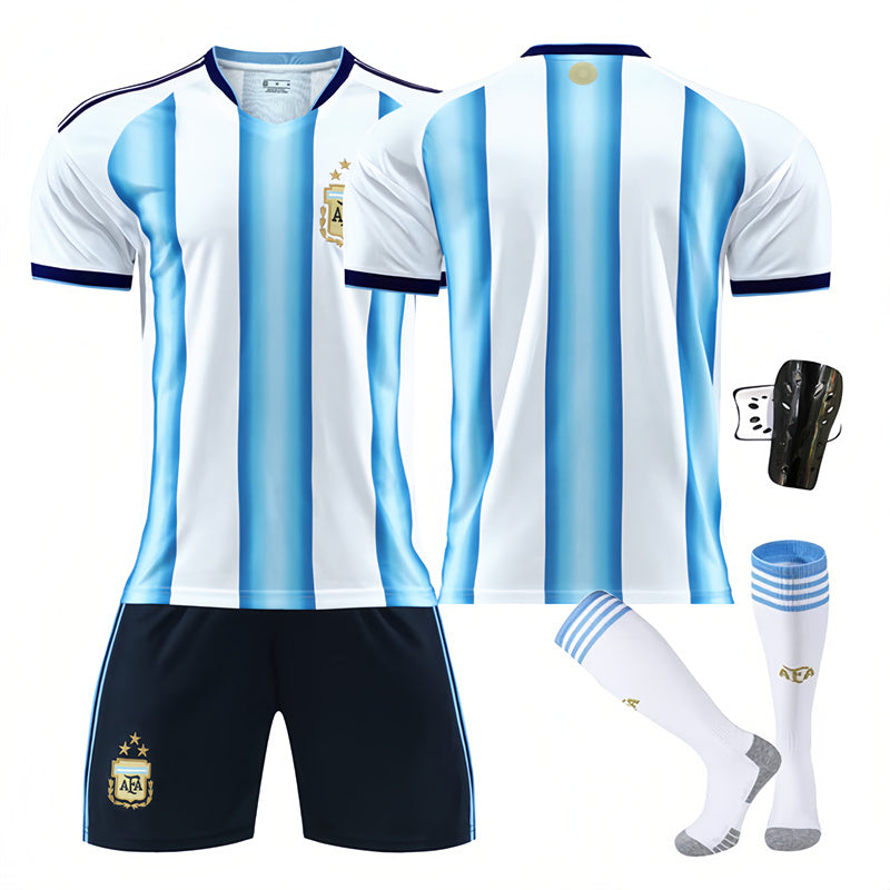 Beakey Argentina Home Jersey Soccer Jersey Kids Adult 4Pcs Kits