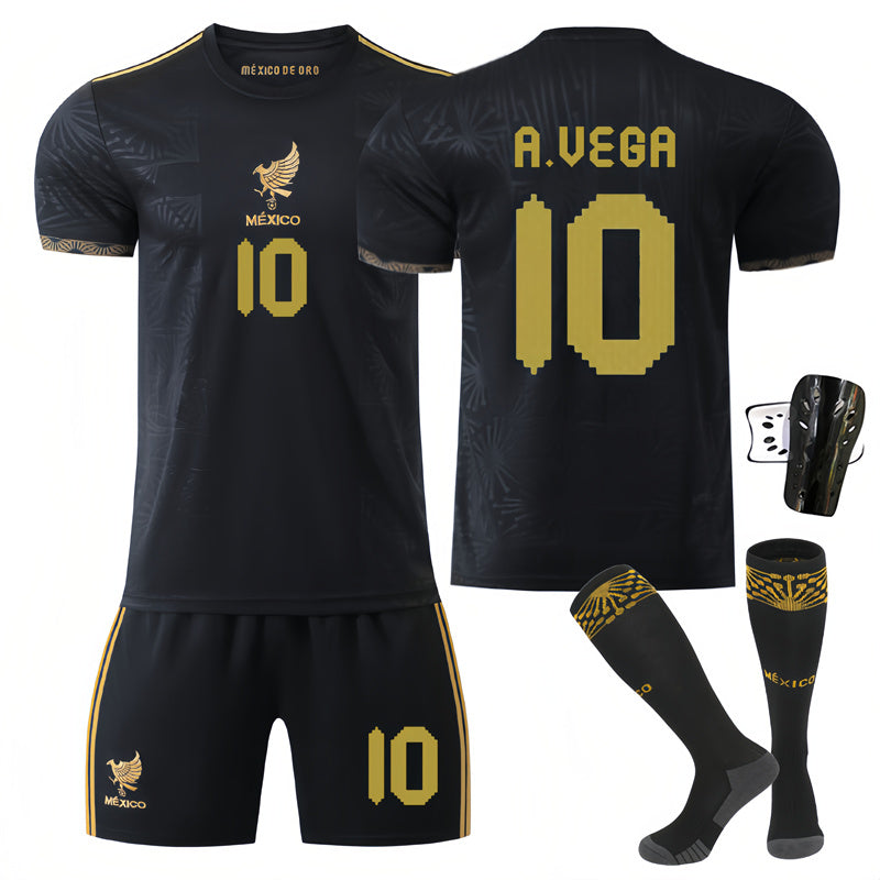 Beakey Mexico Golden Cup Black A UEGA #10 Soccer Jersey Kids Adult 4Pcs Jersey Kits