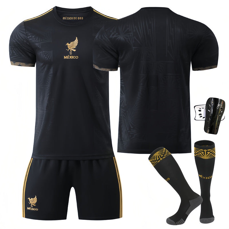 Beakey Mexico Golden Cup Black Soccer Jersey Kids Adult 4Pcs Jersey Kits