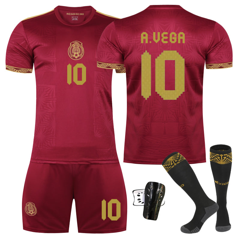 Beakey Mexico Golden Cup Red A UEGA #10 Soccer Jersey Kids Adult 4Pcs Jersey Kits