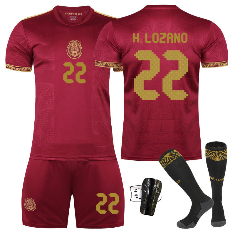 Beakey Mexico Golden Cup Red H LOZAND #22 Soccer Jersey Kids Adult 4Pcs Jersey Kits