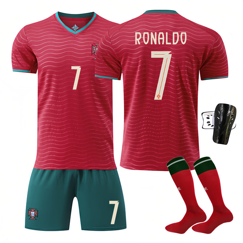 Beakey Portugal Special Jersey RONALDO #7 Soccer Jersey Kids Adult 4Pcs Jersey Kits