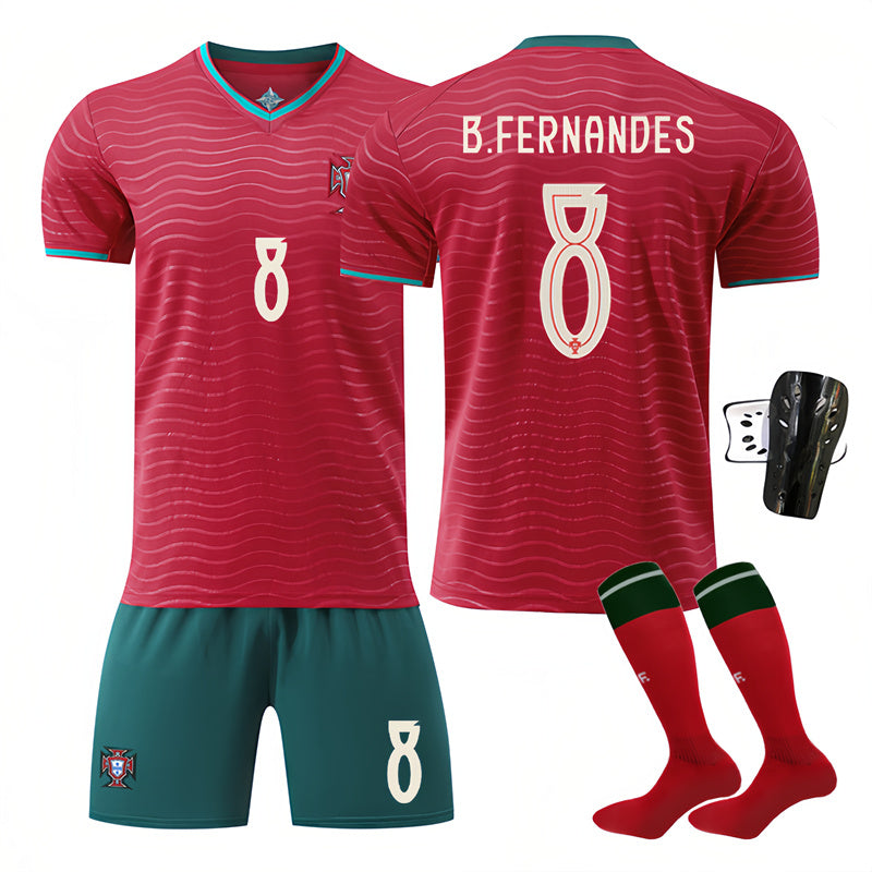 Beakey Portugal Special Jersey B FERNANDES #8 Soccer Jersey Kids Adult 4Pcs Jersey Kits