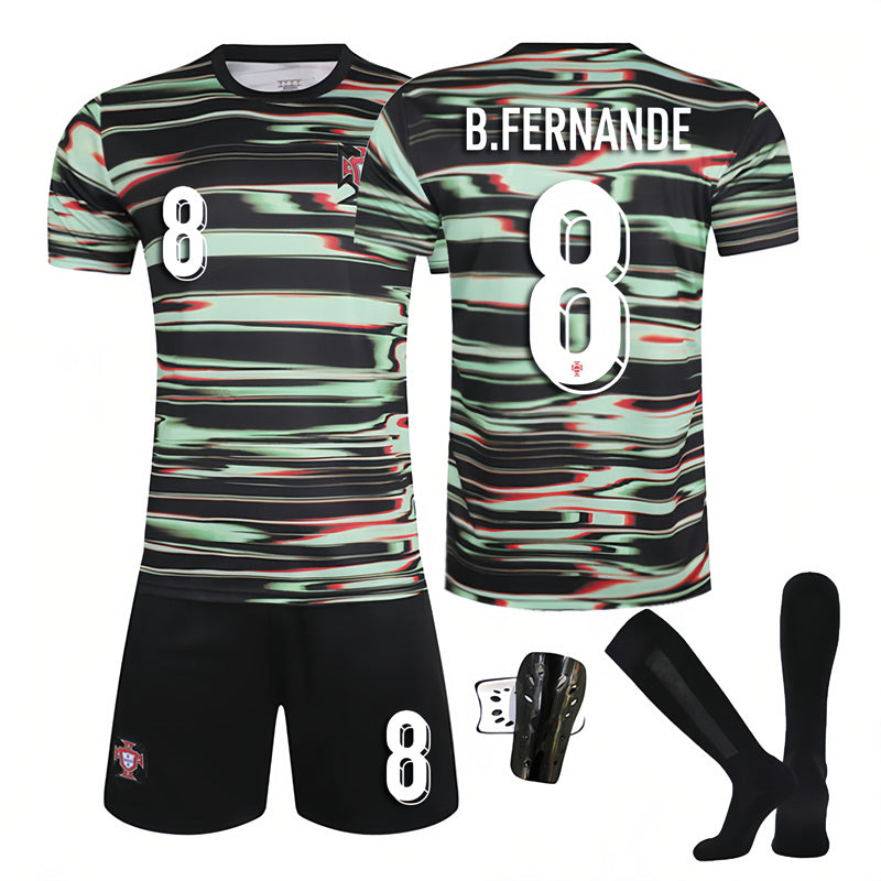 Beakey Portugal Camo Training Uniform Jersey B FERNANDES #8 Soccer Jersey Kids Adult 4Pcs Jersey Kits