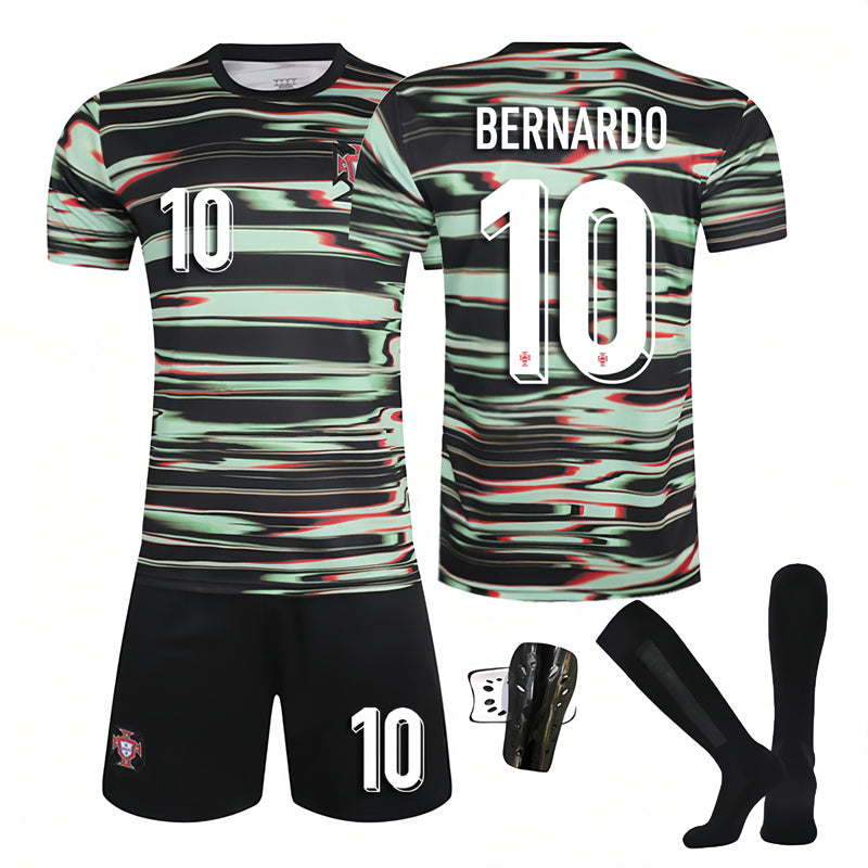 Beakey Portugal Camo Training Uniform Jersey BERNARDO #10 Soccer Jersey Kids Adult 4Pcs Jersey Kits