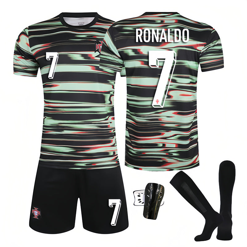 Beakey Portugal Camo Training Uniform Jersey RONALDO #7 Soccer Jersey Kids Adult 4Pcs Jersey Kits
