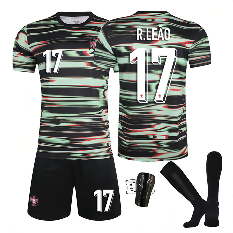 Beakey Portugal Camo Training Uniform Jersey R LEAO #17 Soccer Jersey Kids Adult 4Pcs Jersey Kits