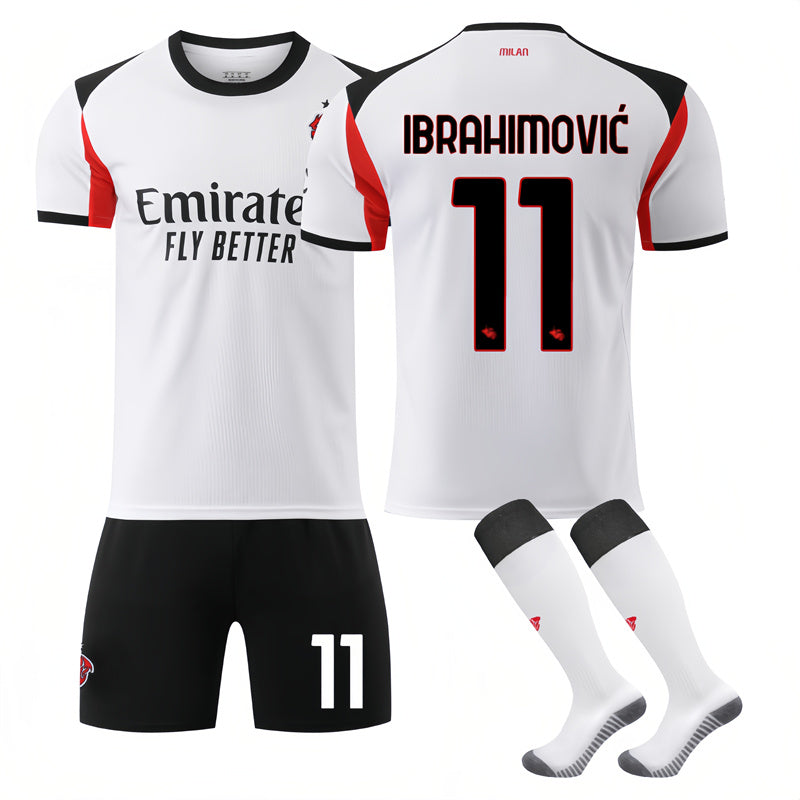 Beakey AC Milan Away Jersey IBRAHIMOVIC #11 Soccer Jersey Kids Adult 4Pcs Jersey Kits