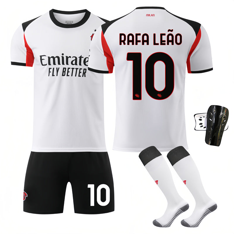 Beakey AC Milan Away Jersey RAFA LEAO #10 Soccer Jersey Kids Adult 4Pcs Jersey Kits