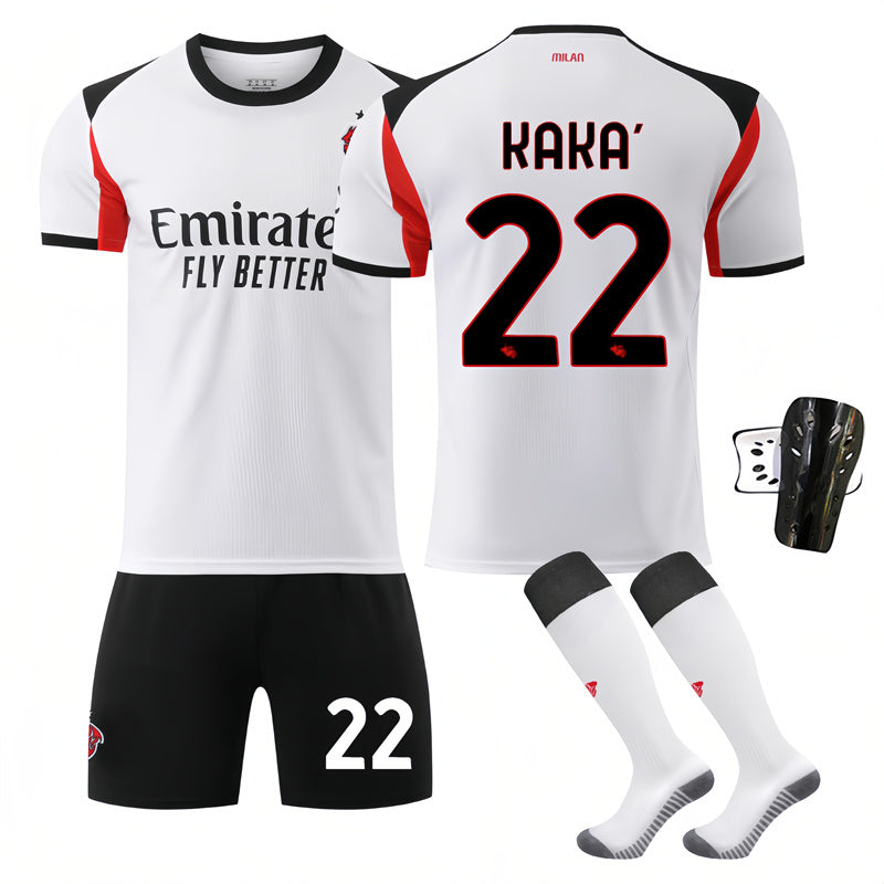 Beakey AC Milan Away Jersey KAKA #22 Soccer Jersey Kids Adult 4Pcs Jersey Kits