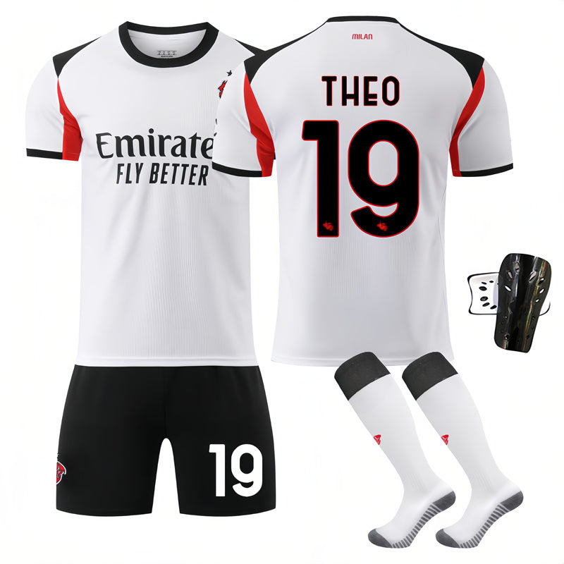 Beakey AC Milan Away Jersey THEO #19 Soccer Jersey Kids Adult 4Pcs Jersey Kits